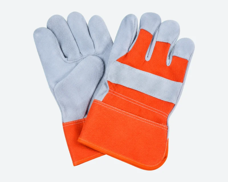 Orange-Back Split Leather Gloves