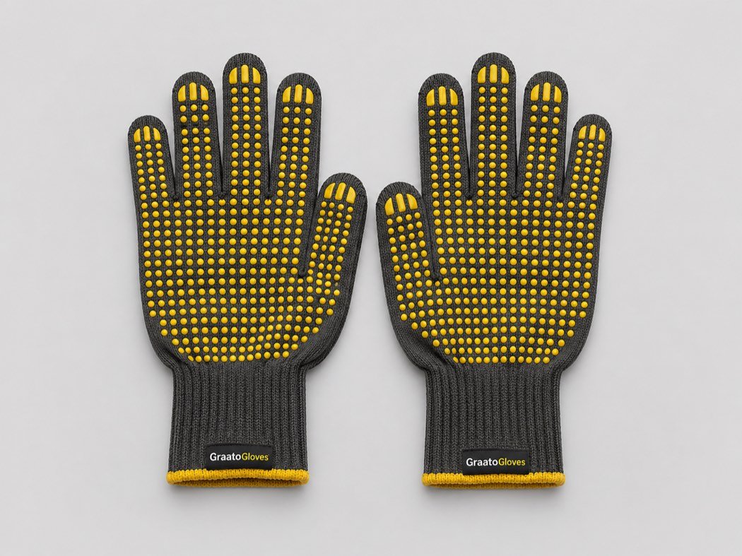 Dotted grip gloves for enhanced control in dry and light-oil conditions